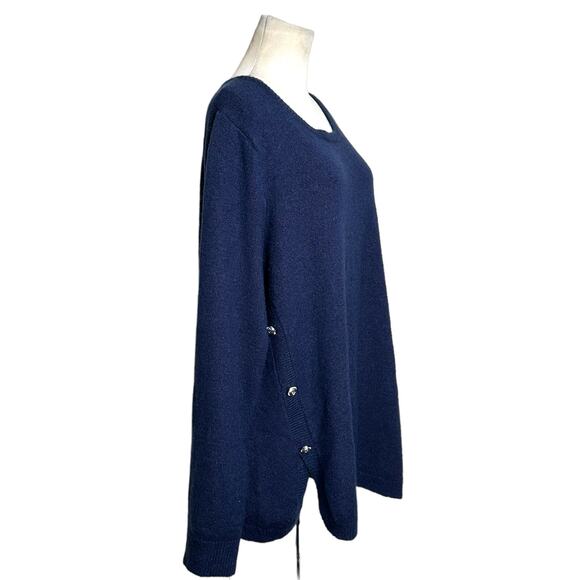 Ellos blue button detail long sleeves tunic sweater size Large - Picture 7 of 9